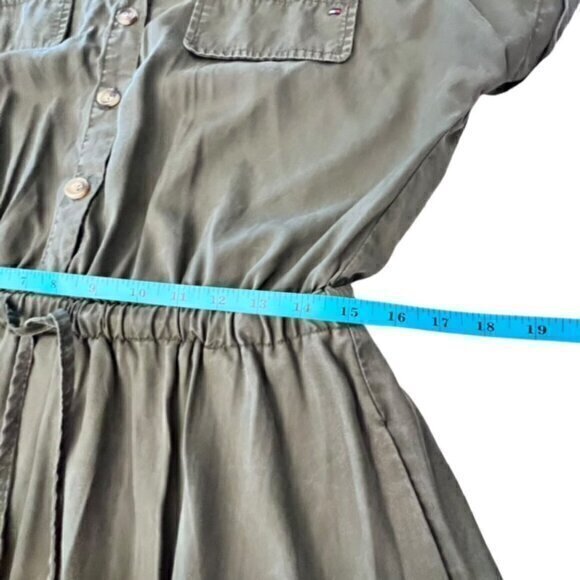 Tommy Hilfiger Utility Dress 10 Army Green Short Sleeve Drawstring Waist TENCEL - Picture 12 of 16